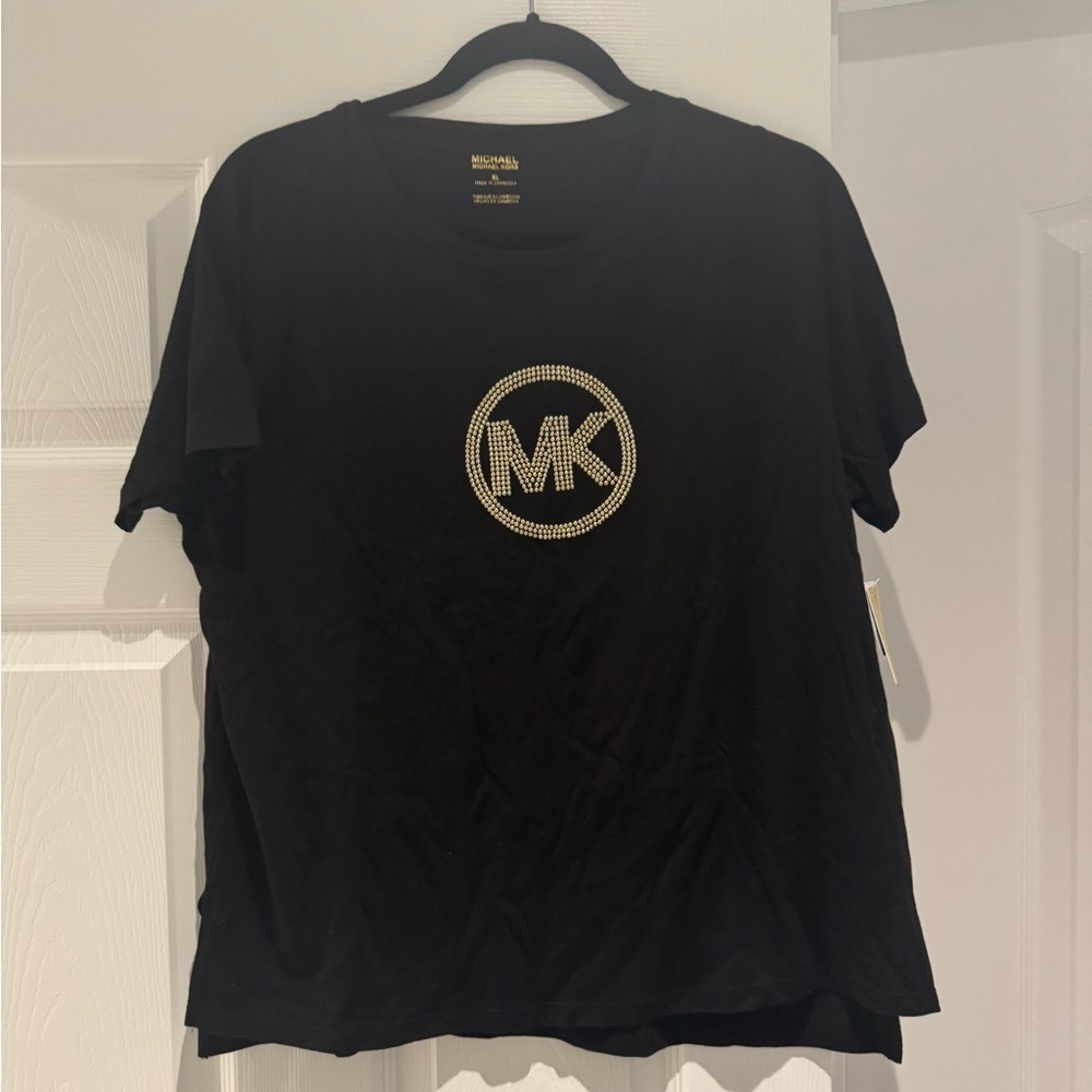 Michael Kors Black Tee with Gold Accents